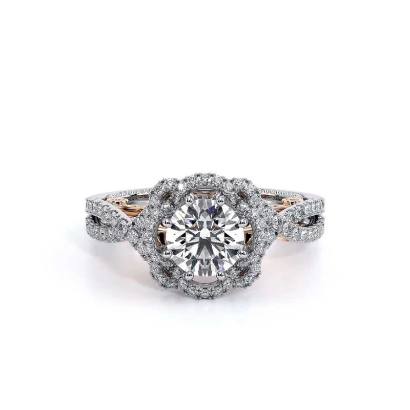 Two-Tone & White Gold & Rose Gold Halo Ring Harris Jeweler Troy, OH