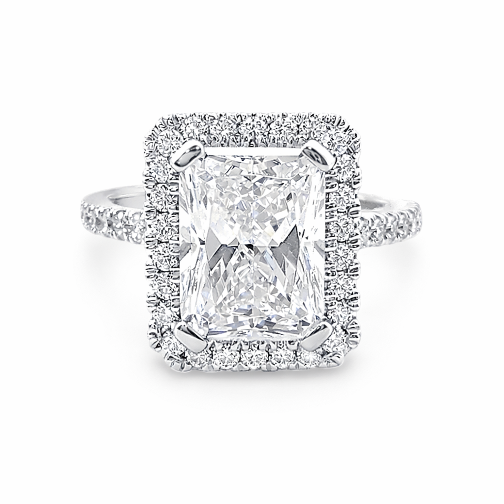 14K White Gold Halo Ring Harris Jeweler Troy, OH
