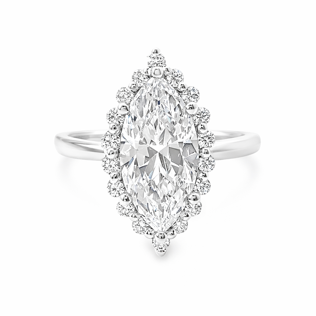 14K White Gold Halo Ring Harris Jeweler Troy, OH