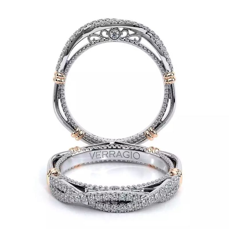 Two-Tone & White Gold & Rose Gold Band Ring Harris Jeweler Troy, OH