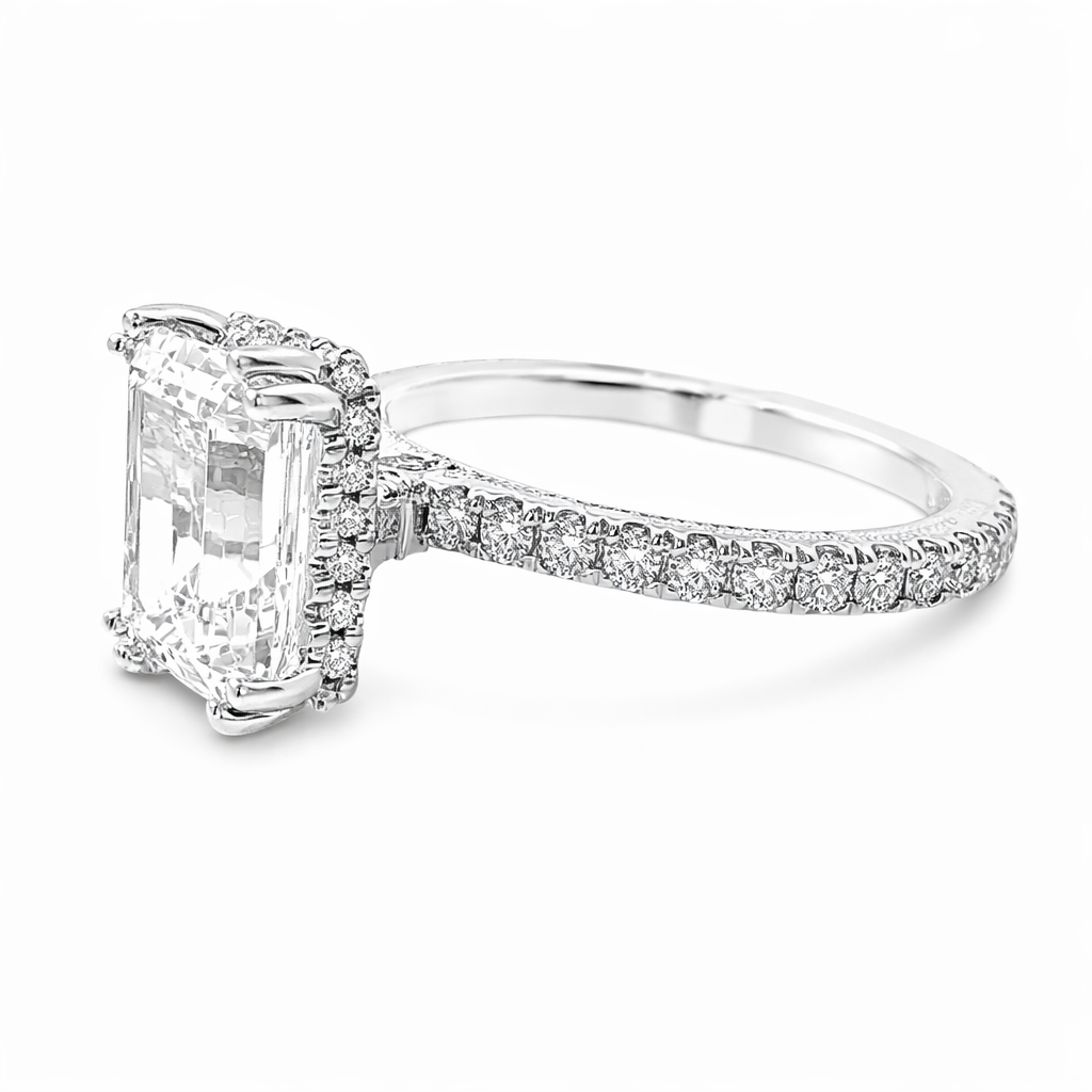 14K White Gold Halo Ring Harris Jeweler Troy, OH