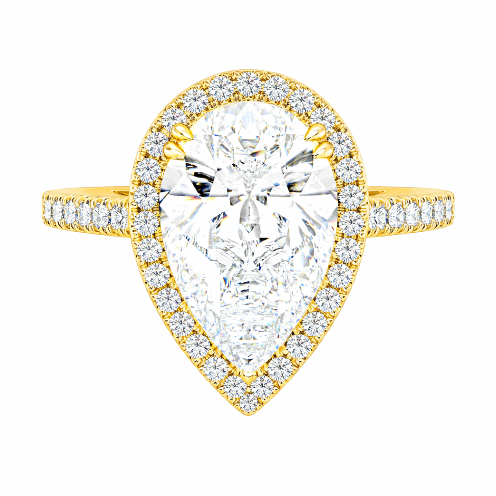 14K Yellow Gold Halo Ring Harris Jeweler Troy, OH