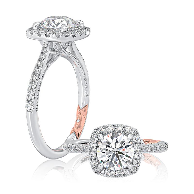 14K White Gold Halo Ring Harris Jeweler Troy, OH
