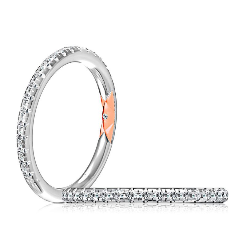 Two-Tone & White Gold & Rose Gold Band Ring Harris Jeweler Troy, OH