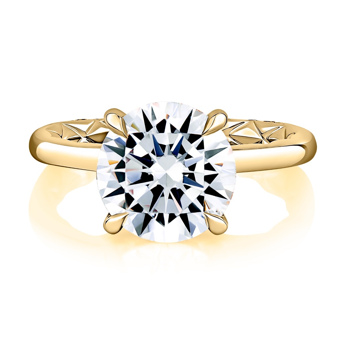 14K Yellow Gold Hidden Halo Ring Harris Jeweler Troy, OH