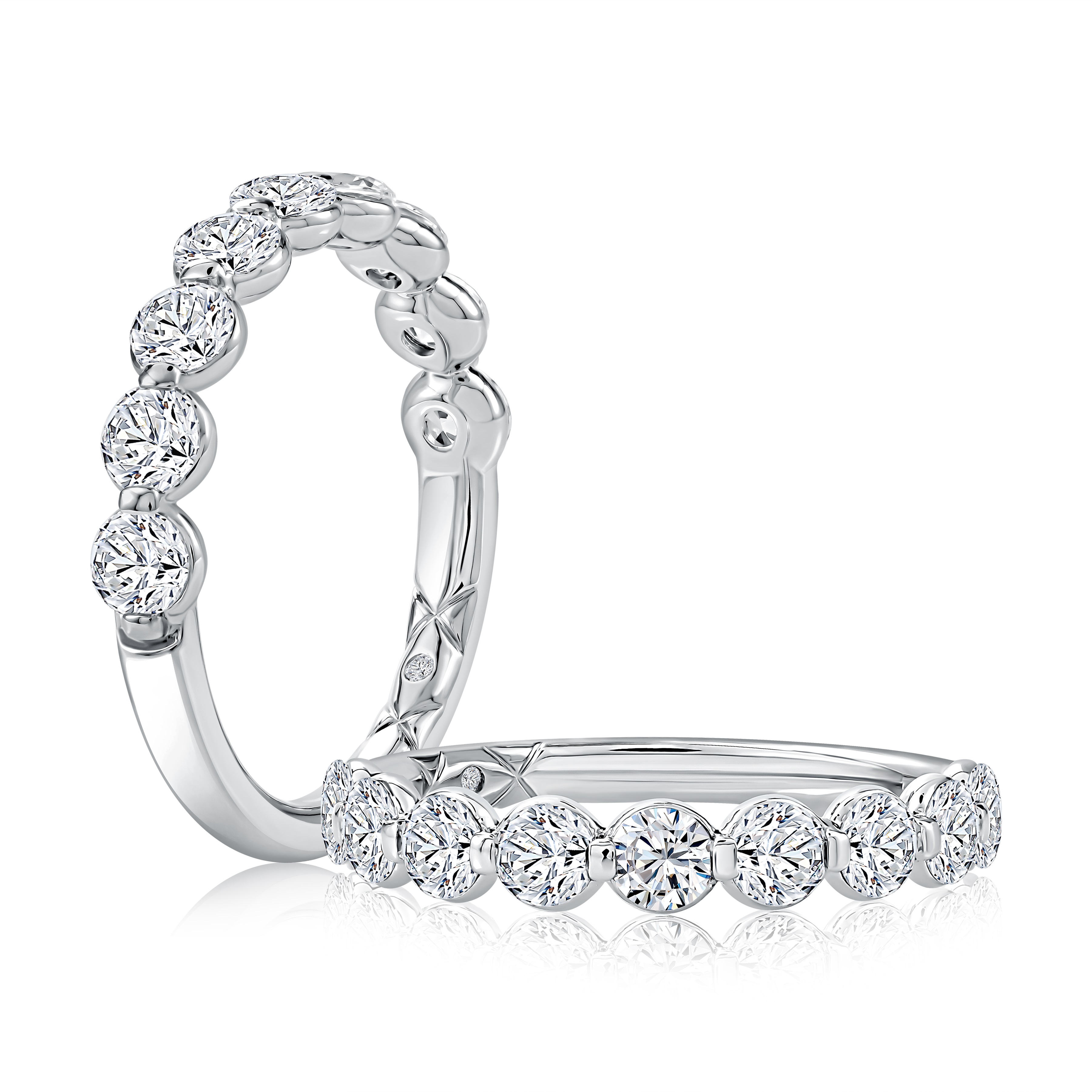 A.Jaffe Single Prong Diamond Wedding Band Image 2 Harris Jeweler Troy, OH