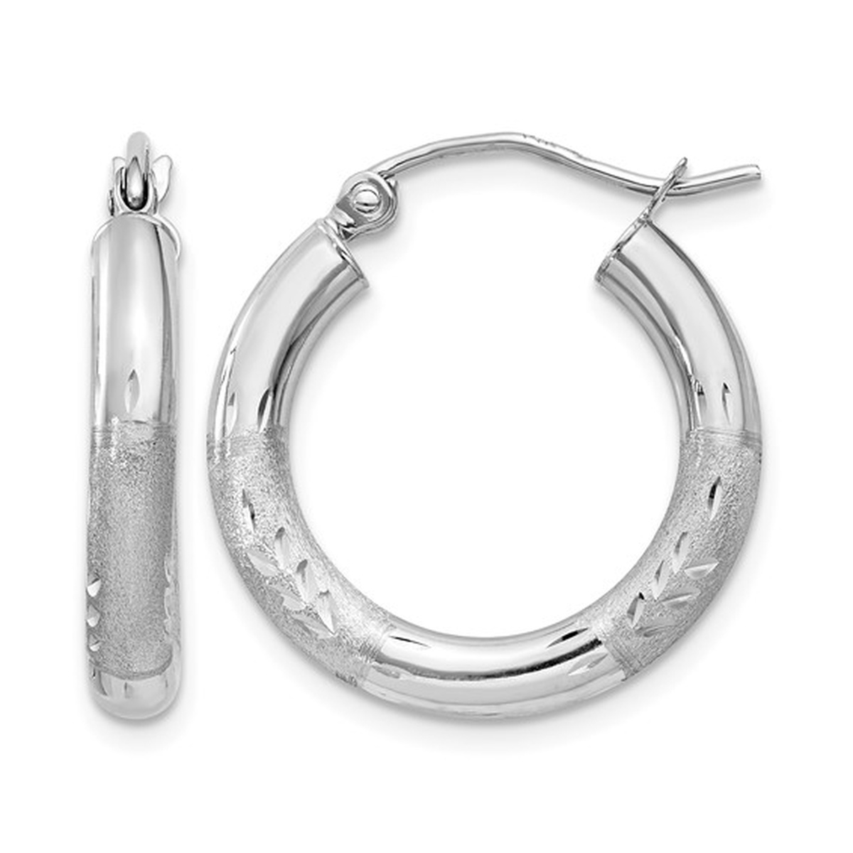 14K White Gold Hoop Earrings Harris Jeweler Troy, OH