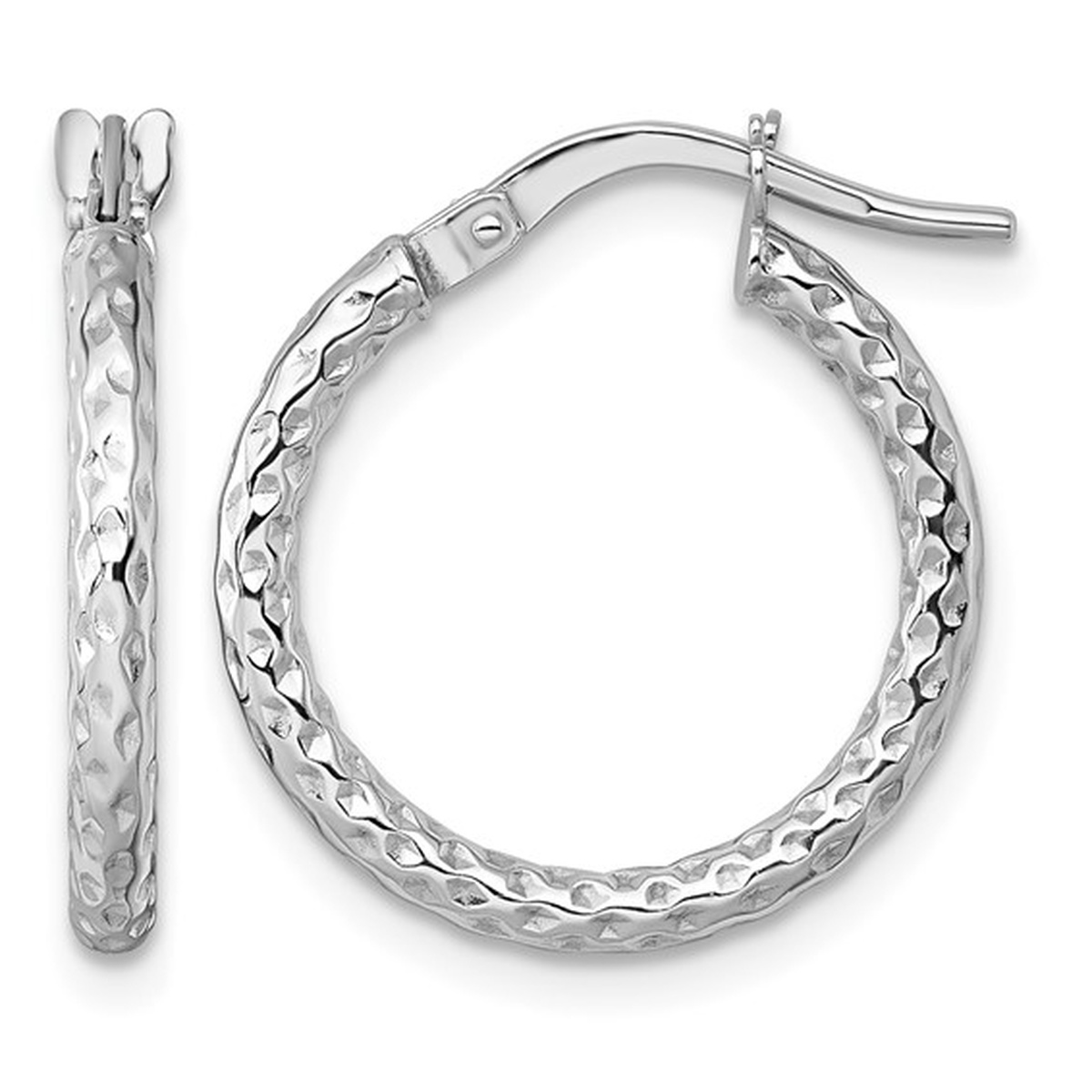14K White Gold Hoop Earrings Harris Jeweler Troy, OH