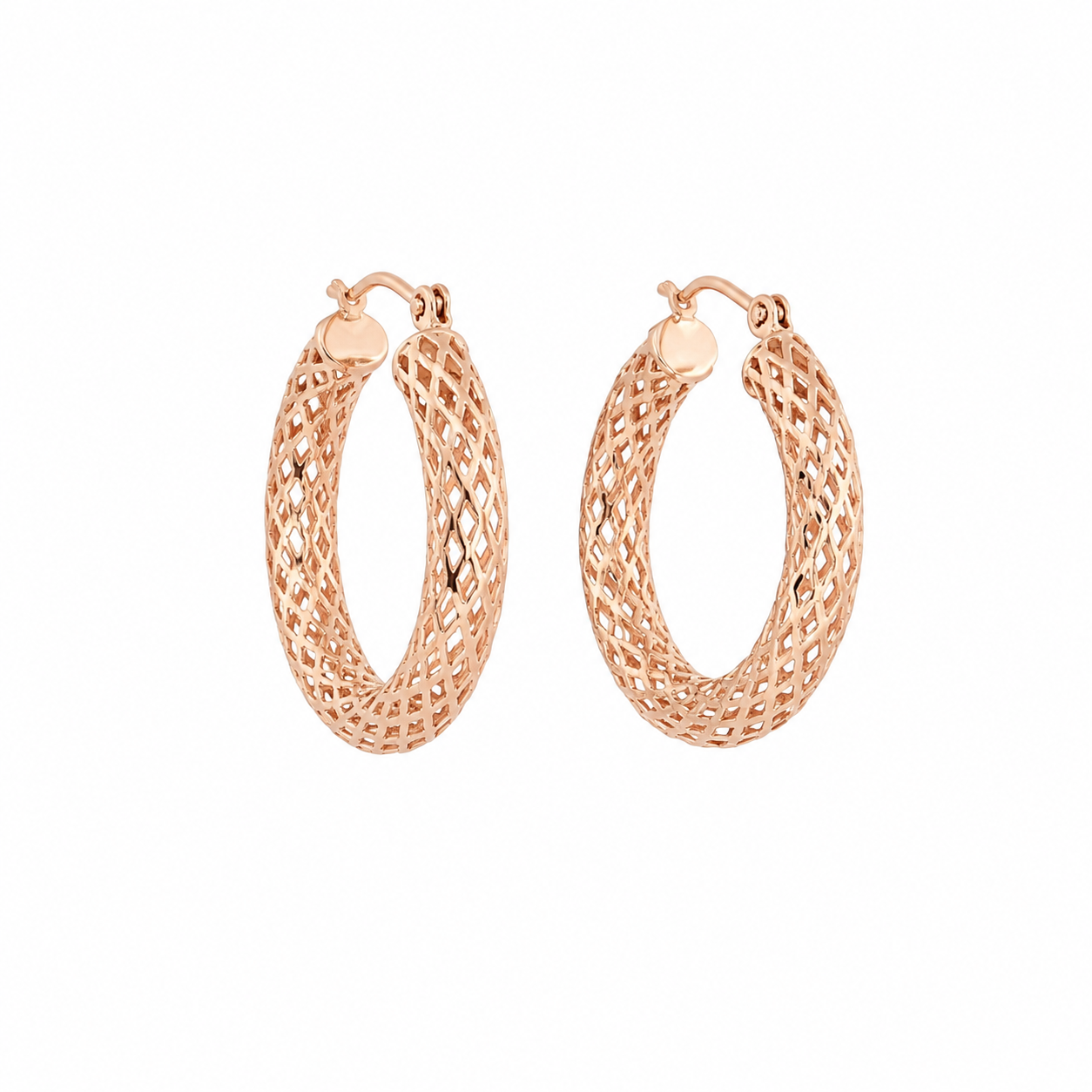 Rose Gold Mesh Hoop Earrings Harris Jeweler Troy, OH