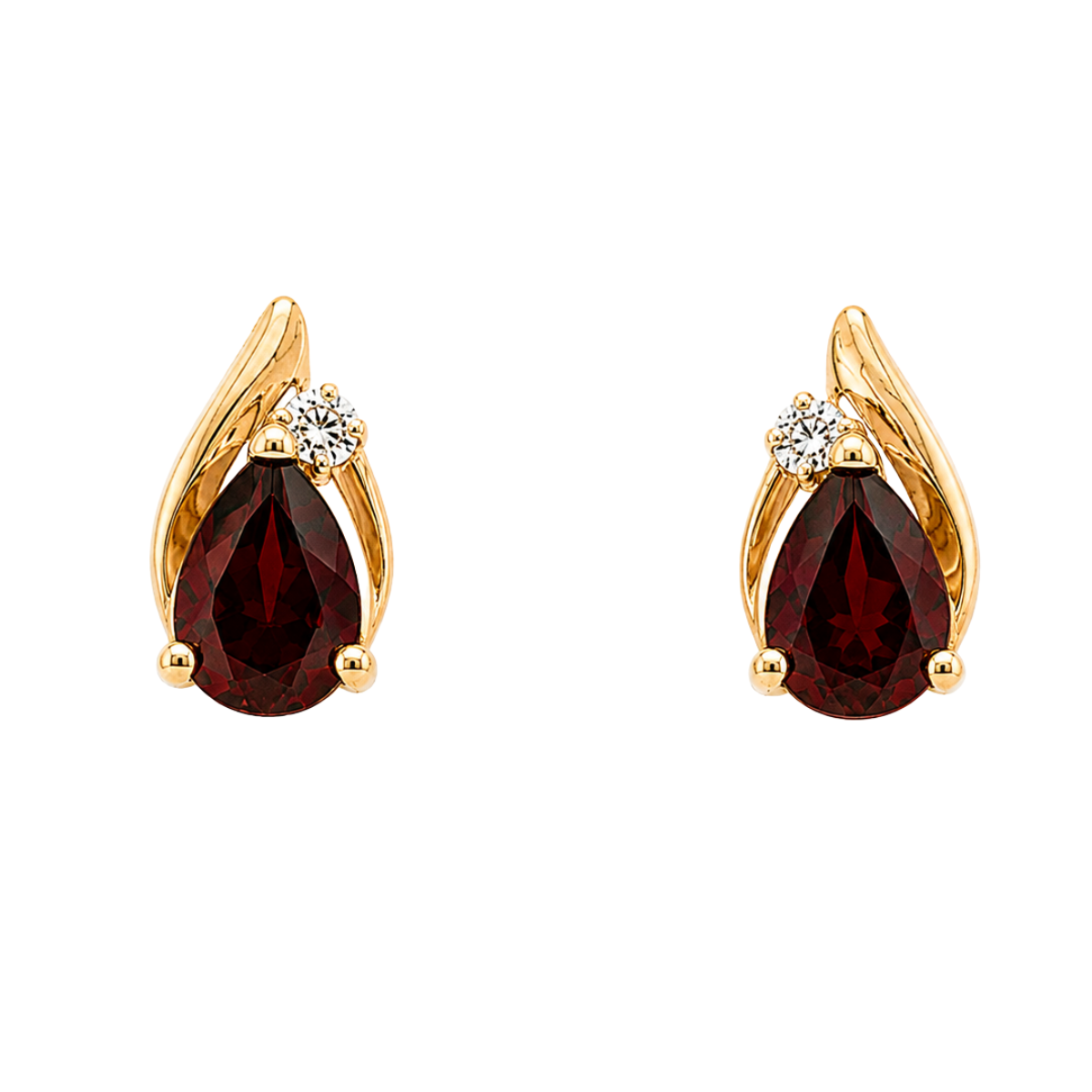 Garnet and Diamond Estate Stud Earrings Harris Jeweler Troy, OH