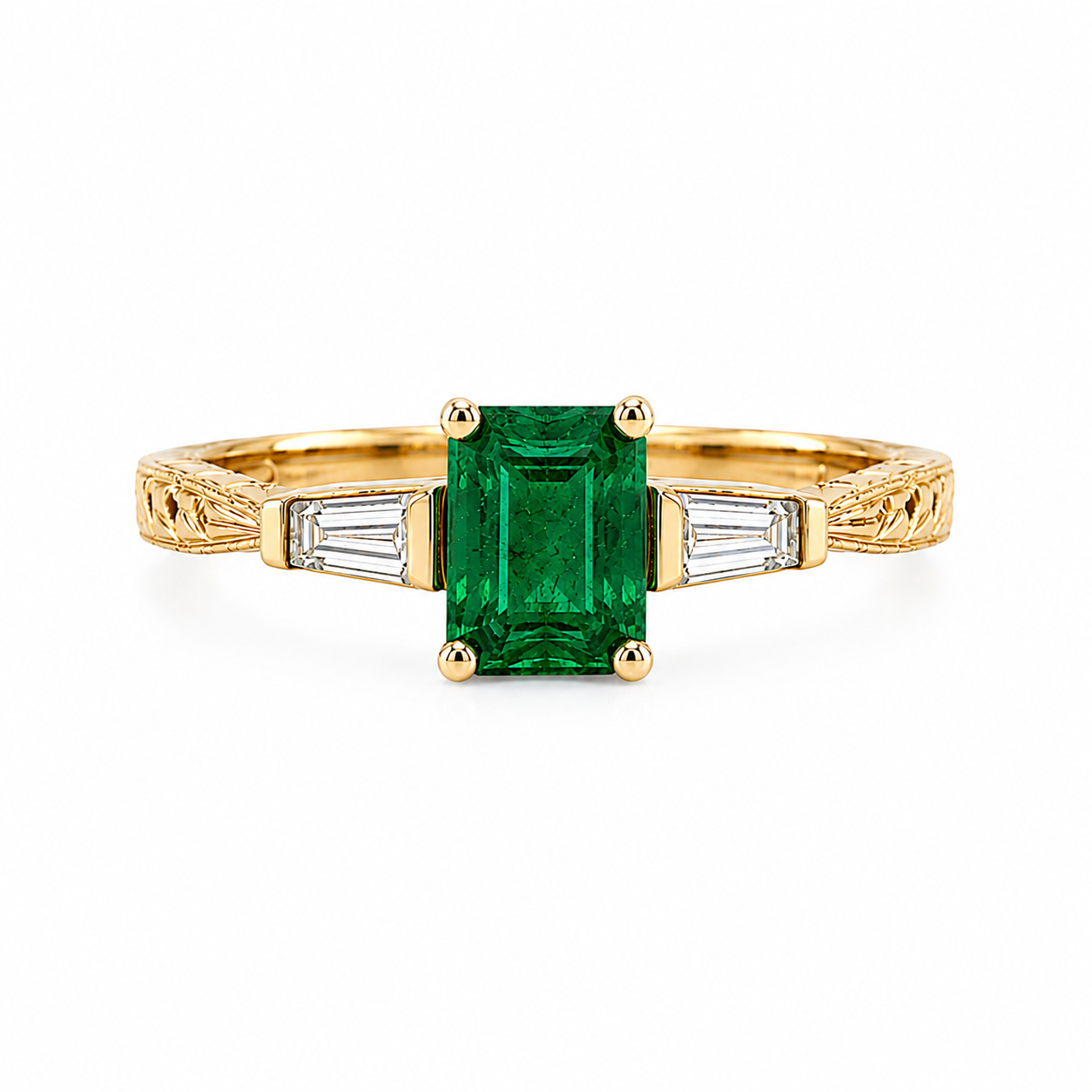 Emerald and Diamond Estate Ring Harris Jeweler Troy, OH