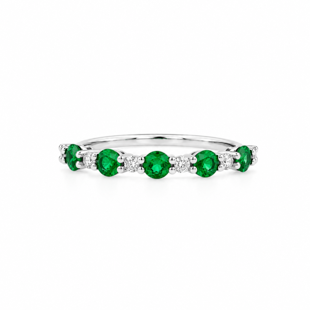 Emerald and Diamond Stackable Ring Harris Jeweler Troy, OH