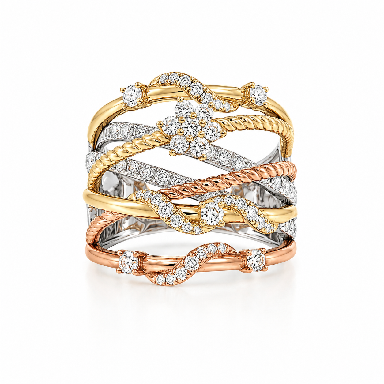 Diamond Multi Split Floral Ring Harris Jeweler Troy, OH