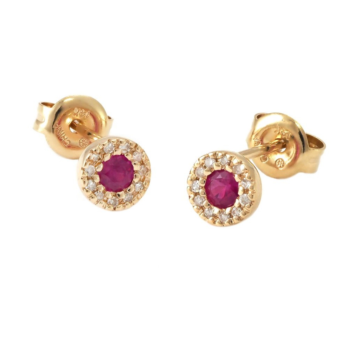 Pink Topaz and Diamond Stud Earrings Harris Jeweler Troy, OH