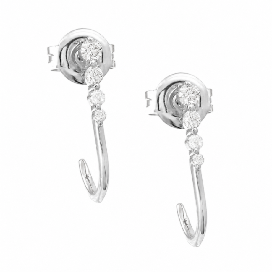 Diamond J-Hoop Earrings Harris Jeweler Troy, OH