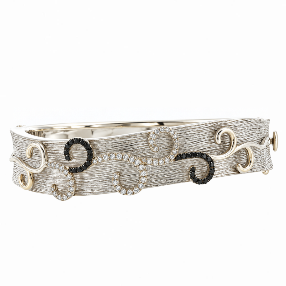 Black and White Diamond Bangle Bracelet Harris Jeweler Troy, OH