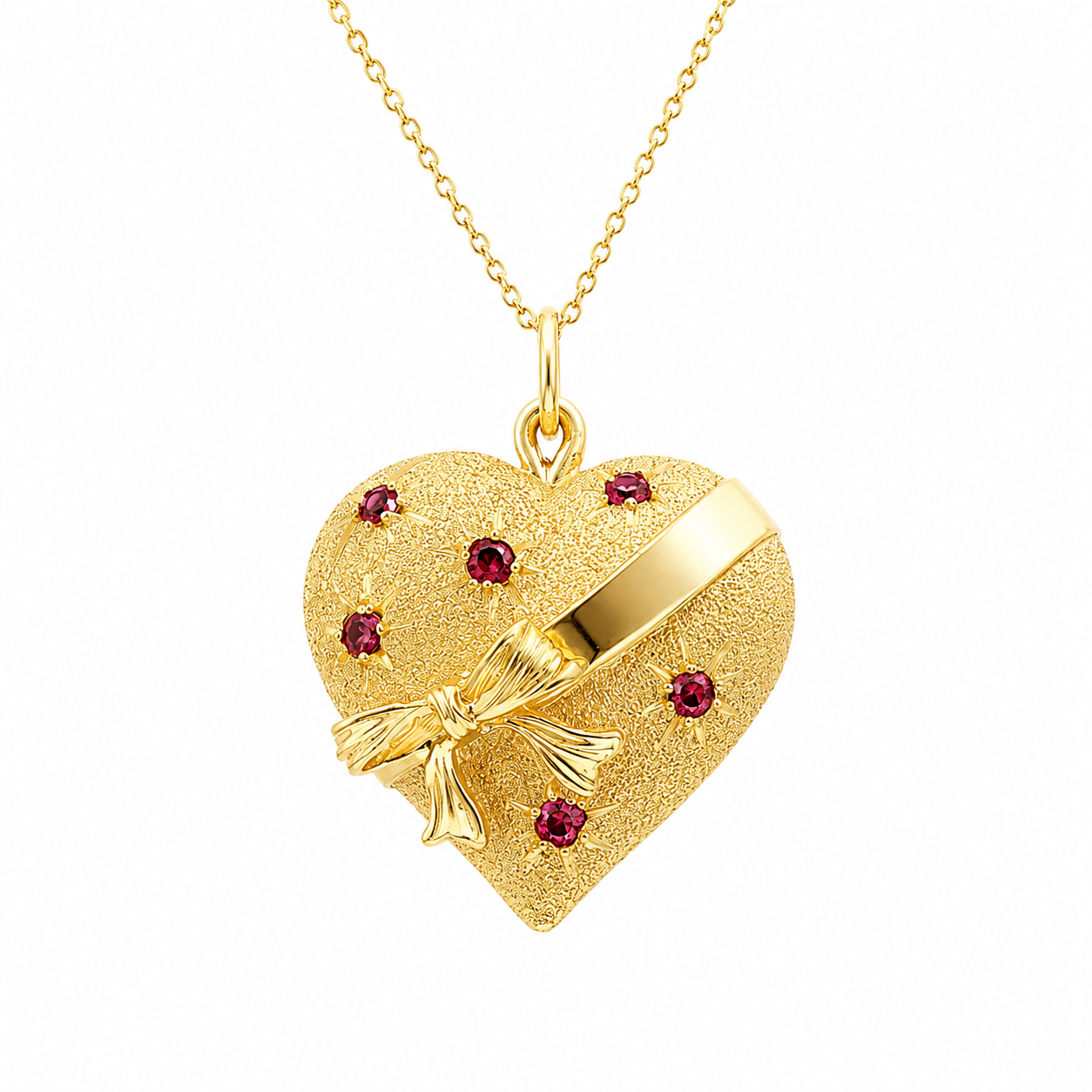 Ruby Solid Gold Heart Necklace Harris Jeweler Troy, OH