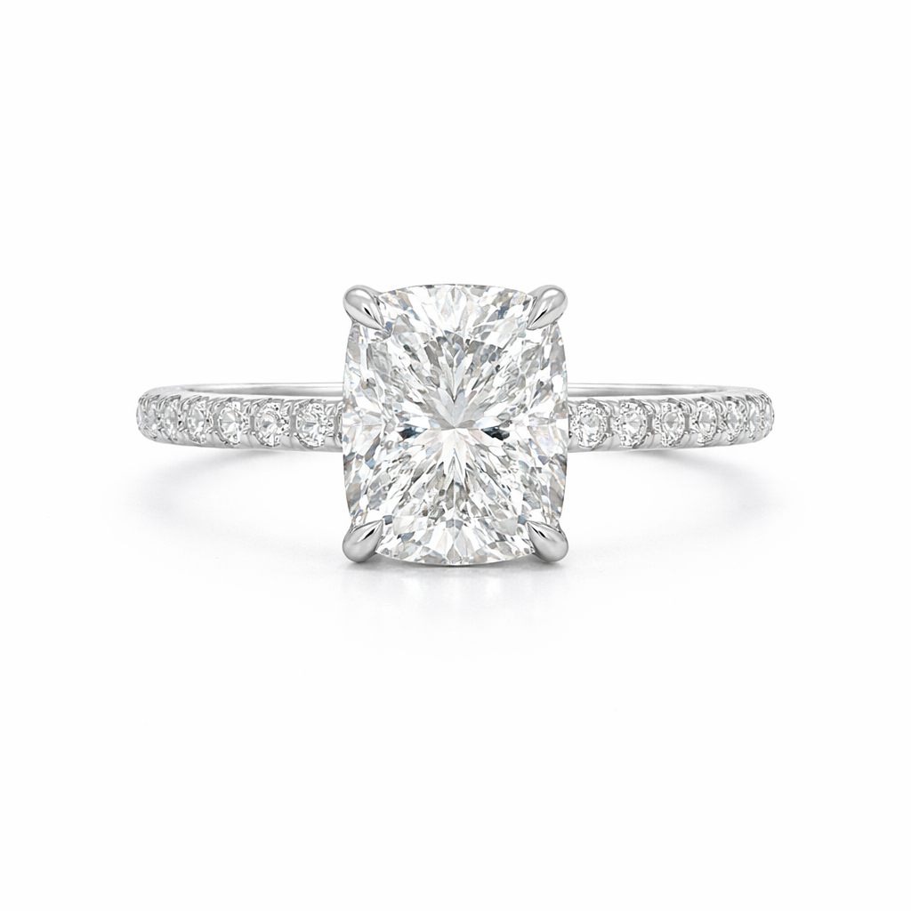 2 1/3CTW Elongated Cushion Cut Lab-Grown Diamond Engagement Ring With Hidden Halo - Propose Tonight! Harris Jeweler Troy, OH