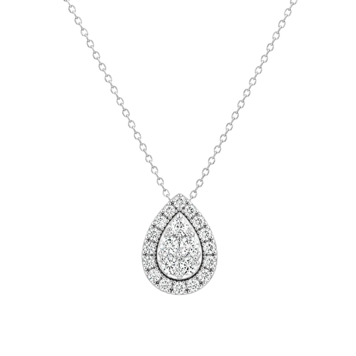 Pear Shape Diamond Halo-Style Estate Necklace Harris Jeweler Troy, OH