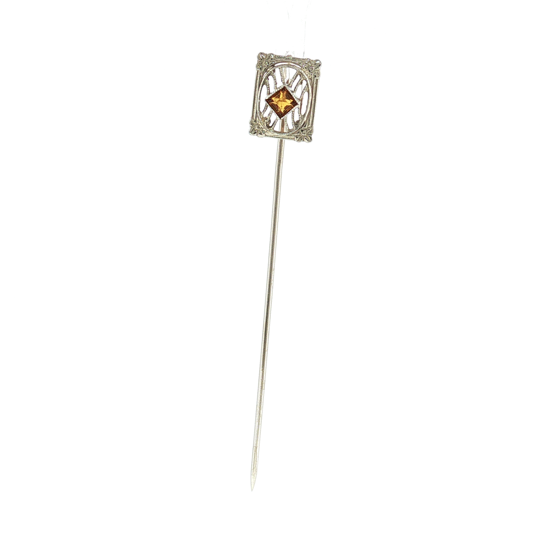 Antique Art Deco Citrine Stick Pin Harris Jeweler Troy, OH