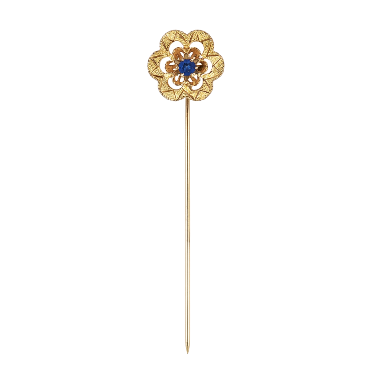 Victorian Antique Sapphire Flower Stick Pin Harris Jeweler Troy, OH