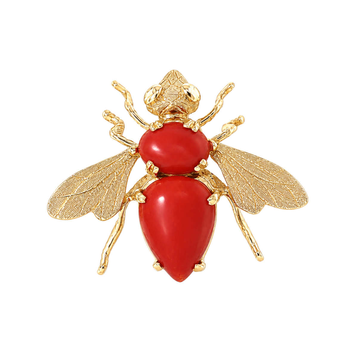 Handmade Vintage Coral Bee Pin Harris Jeweler Troy, OH