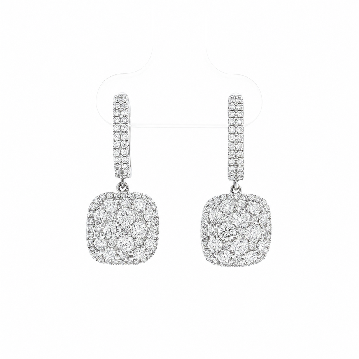 Diamond Cushion Drop Earrings Harris Jeweler Troy, OH