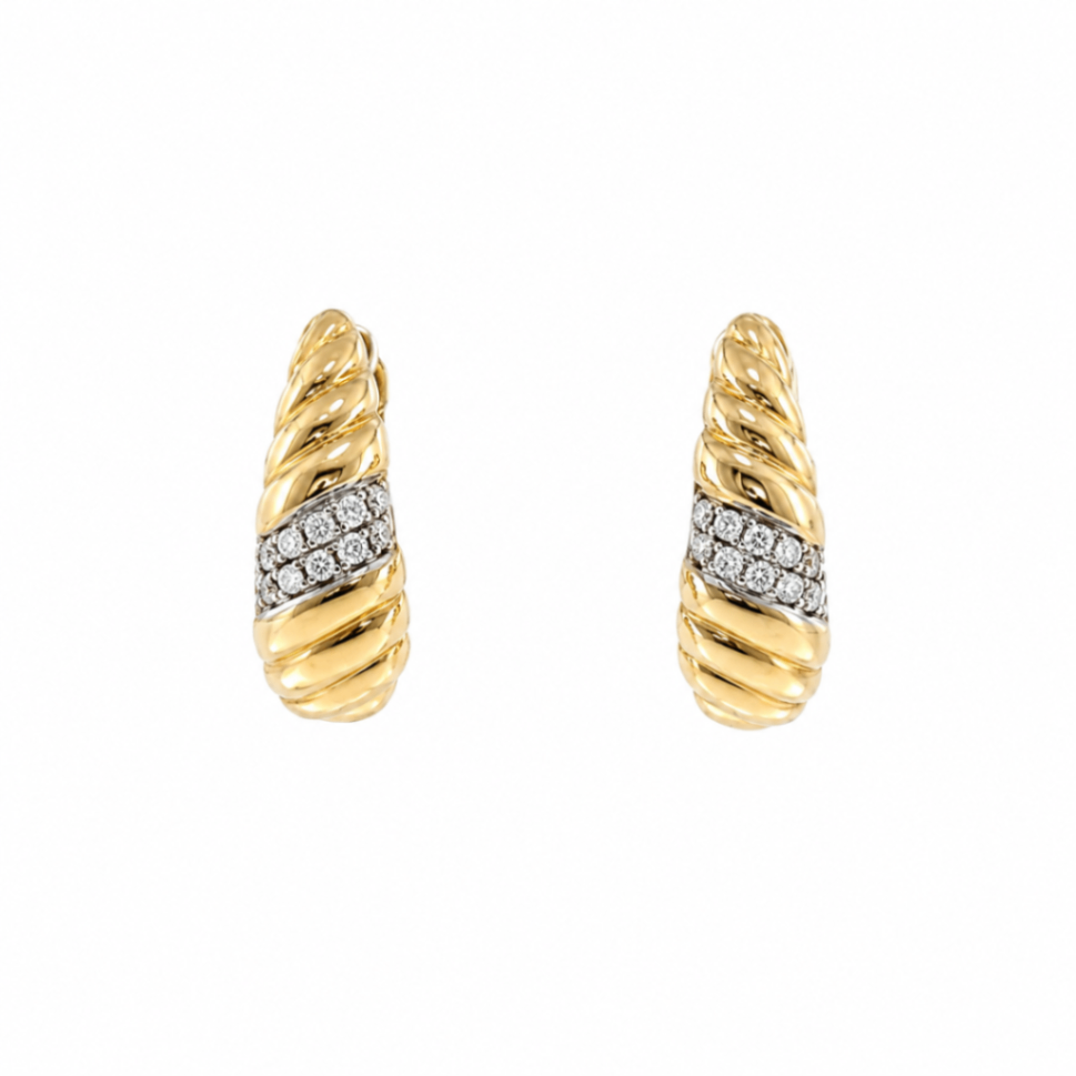 Diamond Huggie Hoop Earrings Harris Jeweler Troy, OH