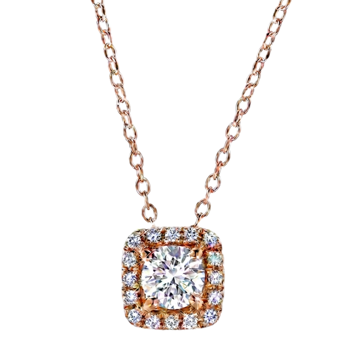 Diamond Cushion Halo Pendant Necklace Harris Jeweler Troy, OH