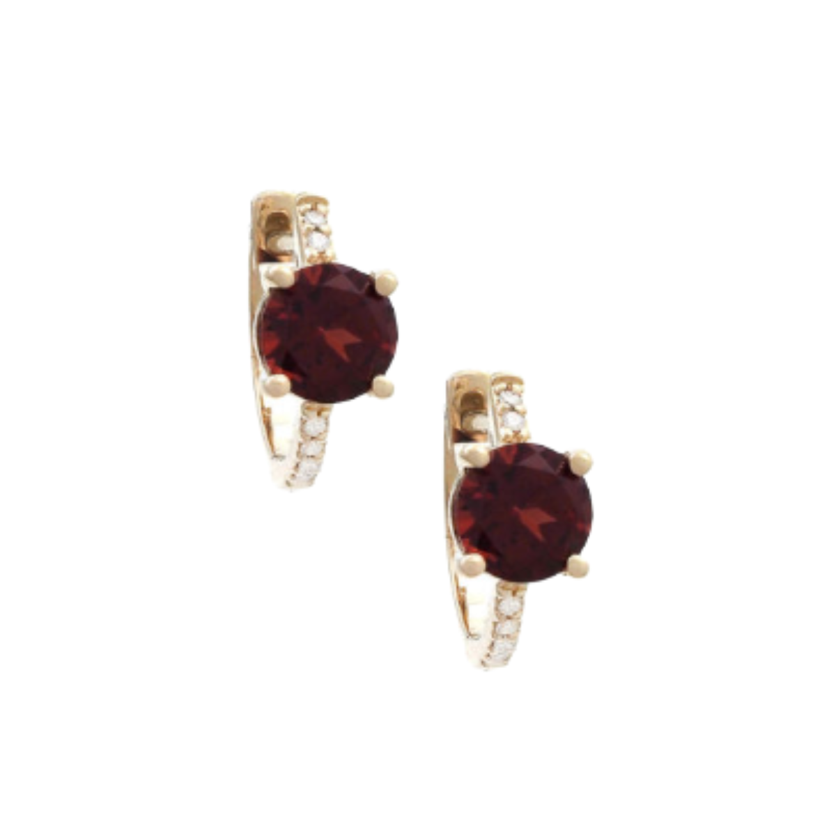Garnet and Diamond Huggie Hoop Earrings Harris Jeweler Troy, OH