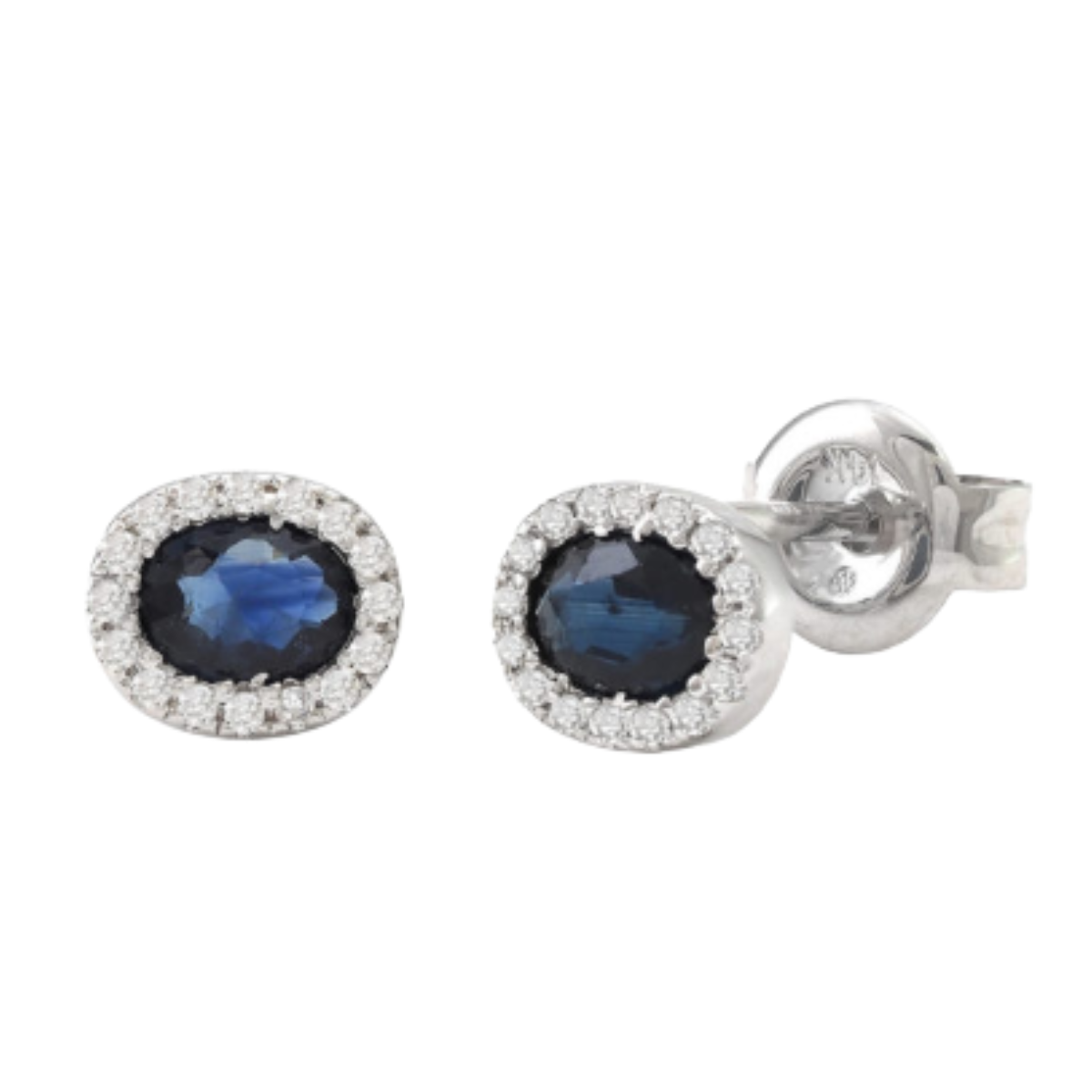Sapphire and Diamond Halo-Style Stud Earrings - September Birthstone Harris Jeweler Troy, OH