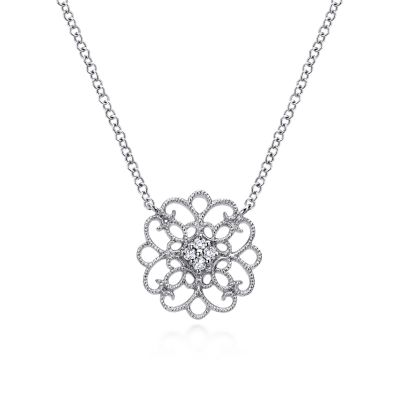 Sterling Silver Antique-Style Diamond Pendant Harris Jeweler Troy, OH