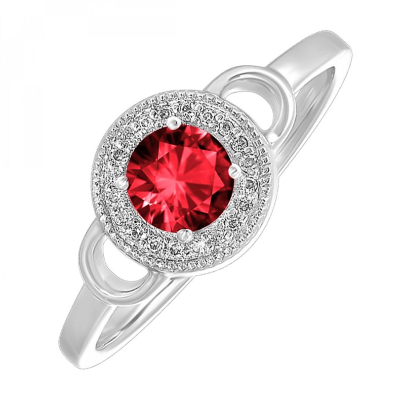 Garnet and Diamond Halo-Style Ring - January Birthstone Harris Jeweler Troy, OH