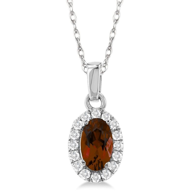 Garnet and Diamond Halo-Style Pendant - January Birthstone Harris Jeweler Troy, OH