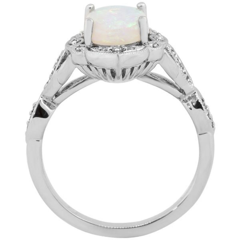 Halo-Style Opal and Diamond Ring Image 2 Harris Jeweler Troy, OH