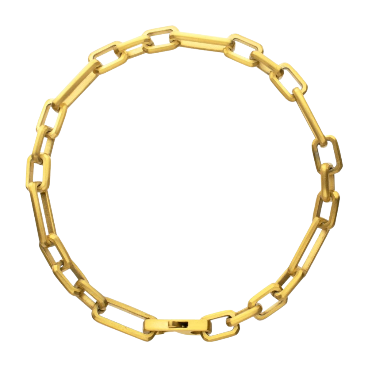 18Kt Gold IP Steel Brushed Finish Figaro Chain Bracelet Harris Jeweler Troy, OH