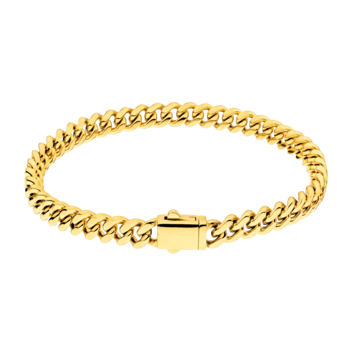 High Polished 18Kt Gold IP Stainless Steel Heavy Miami Cuban Chain Bracelet Harris Jeweler Troy, OH