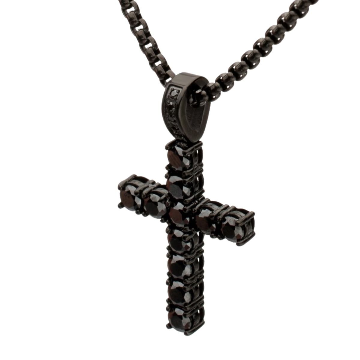 Natural Black Spinel High Polished Black IP Steel Cross Pendant Harris Jeweler Troy, OH