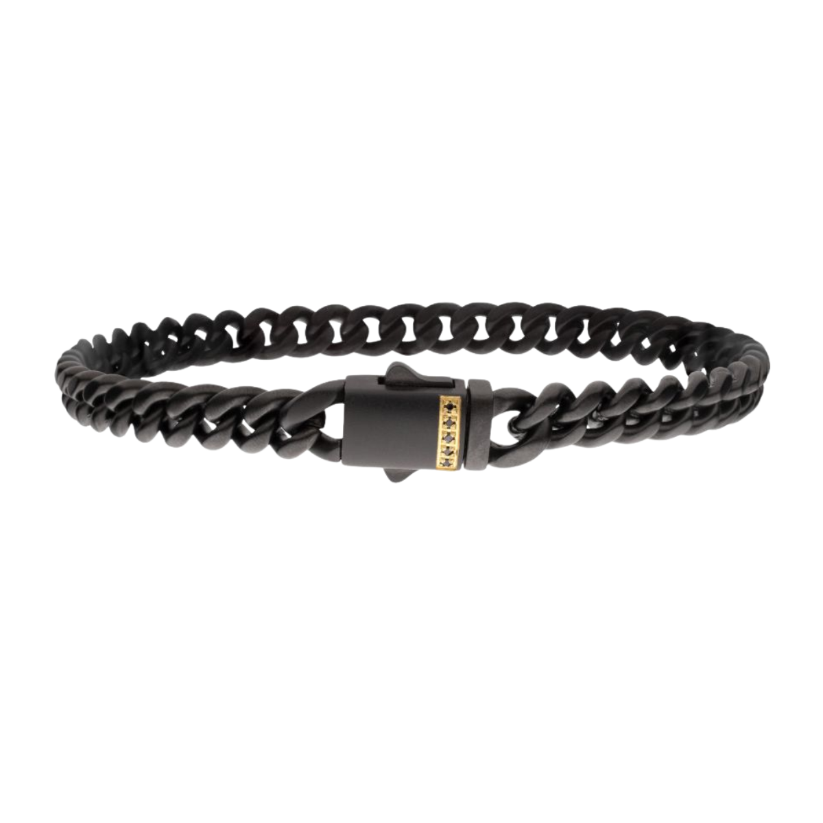 Black IP Steel Matte Finish Miami Cuban Chain Bracelet with Genuine Black Sapphire Harris Jeweler Troy, OH
