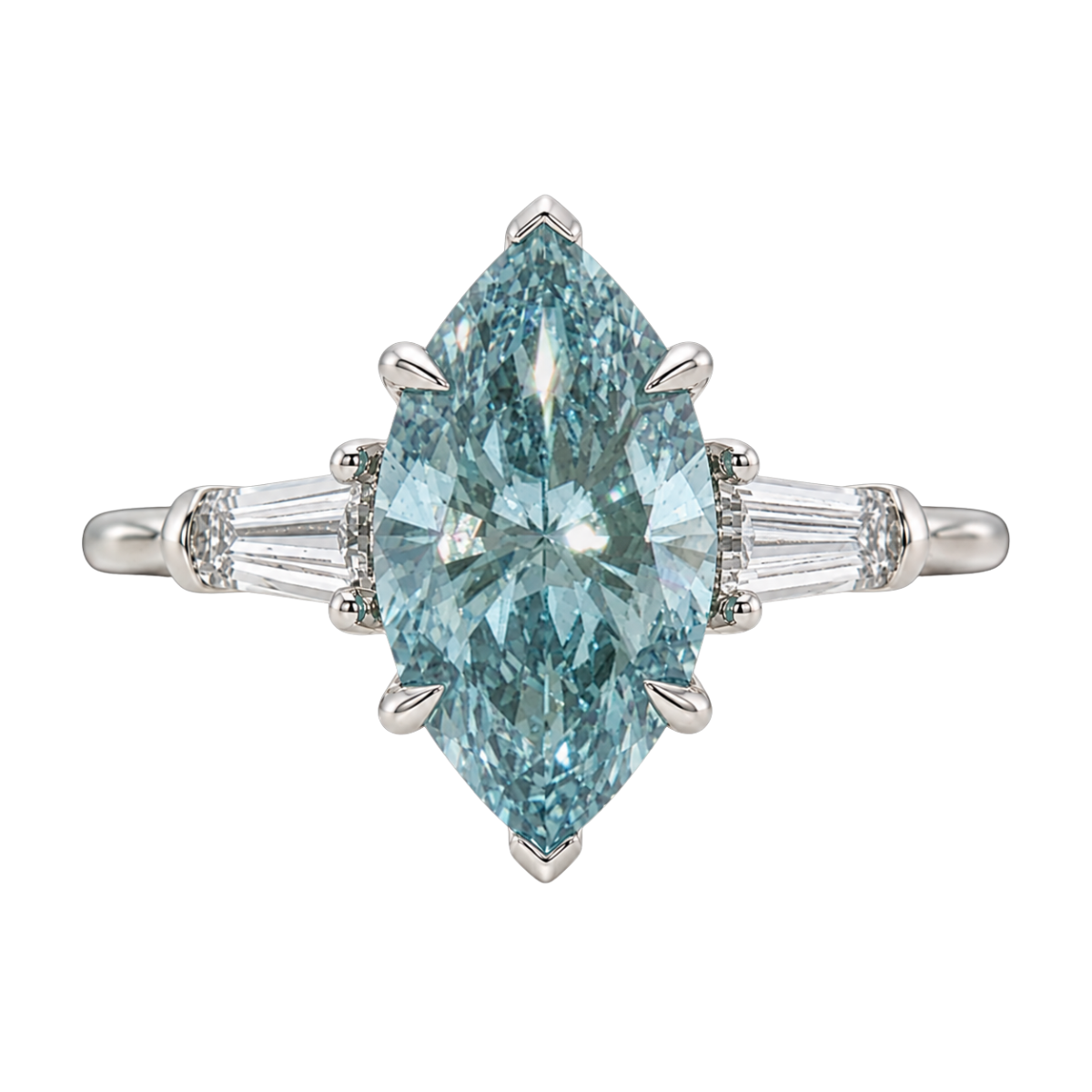 3CT Blue Lab-Grown Marquise Diamond 3-Stone Style Engagement Ring - Propose Tonight! Harris Jeweler Troy, OH