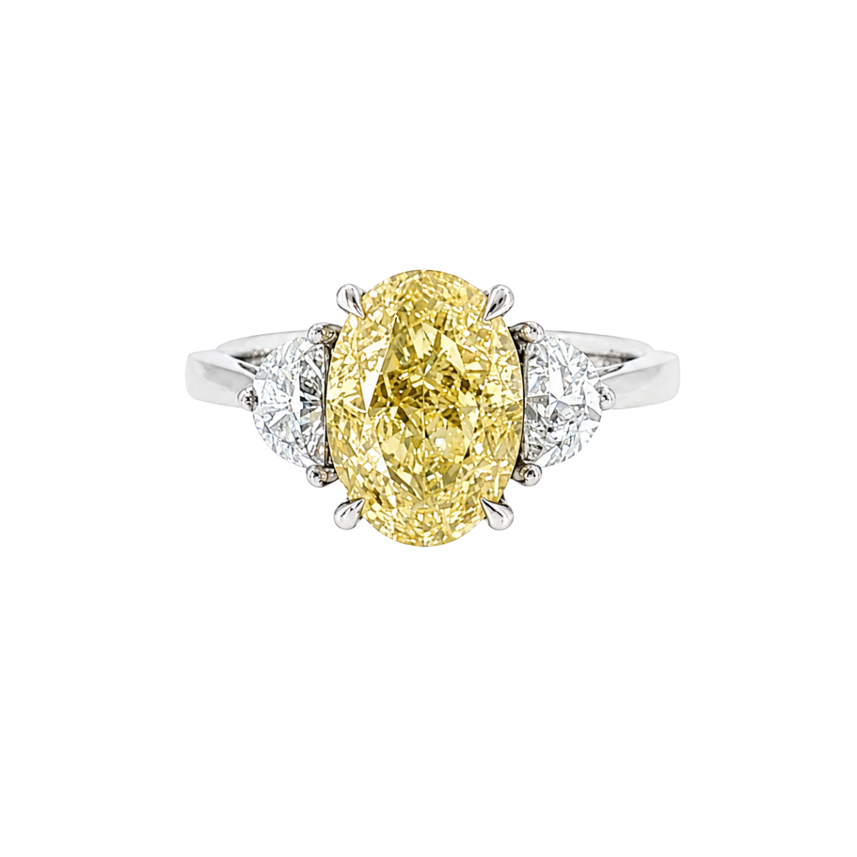 3 1/2CT Yellow Lab-Grown Oval Cut Diamond 3-Stone Style Engagement Ring - Propose Tonight! Harris Jeweler Troy, OH