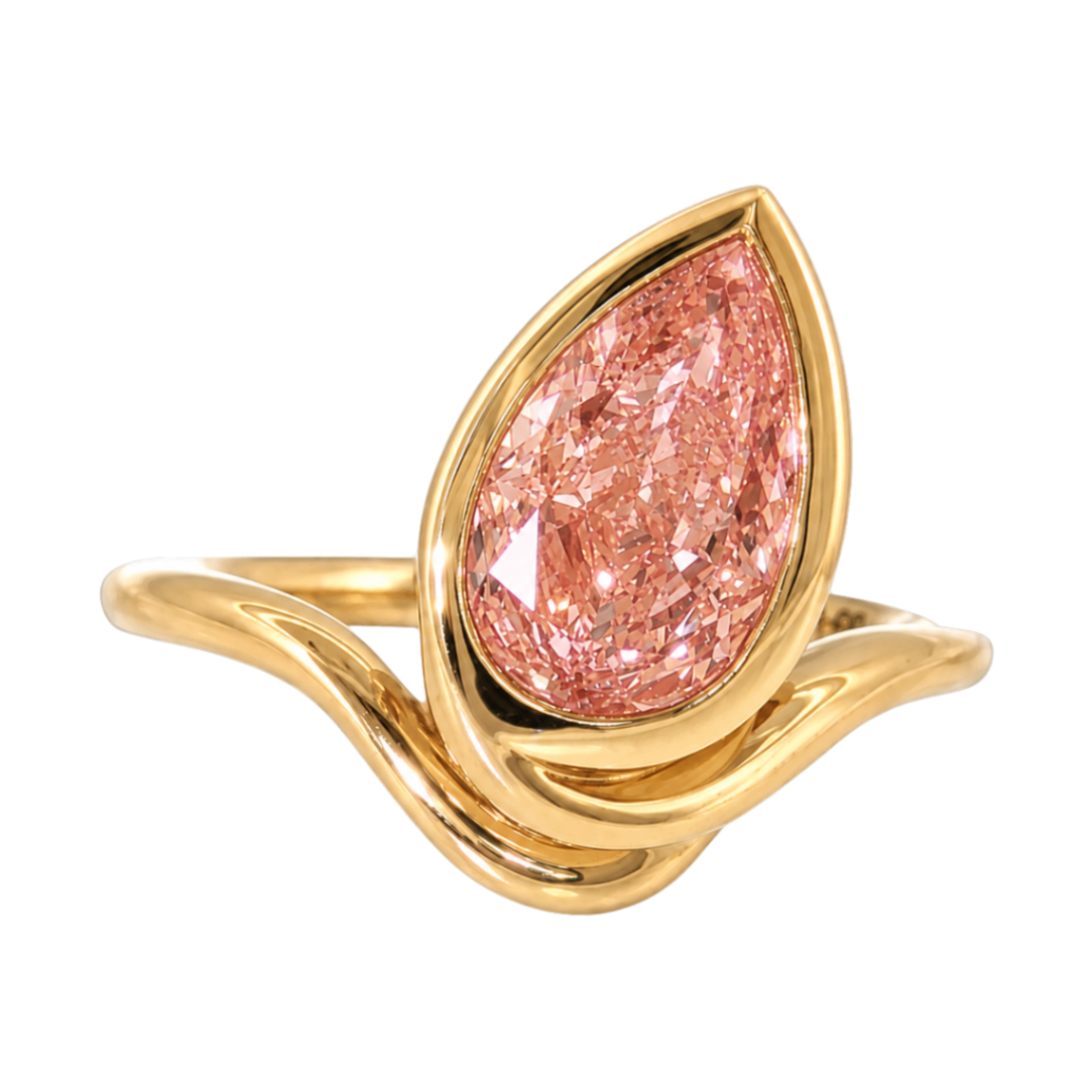 Pink Lab-Grown Pear Diamond Ring Harris Jeweler Troy, OH