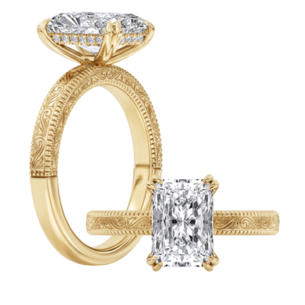 3CT Radiant Cut Lab-Grown Diamond Engagement Ring with Hand-Engraving - Propose Tonight! Harris Jeweler Troy, OH