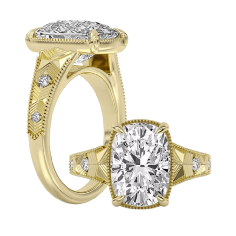5CT Cushion Cut Lab-Grown Diamond Engagement Ring with Hand Engraving - Propose Tonight! Harris Jeweler Troy, OH