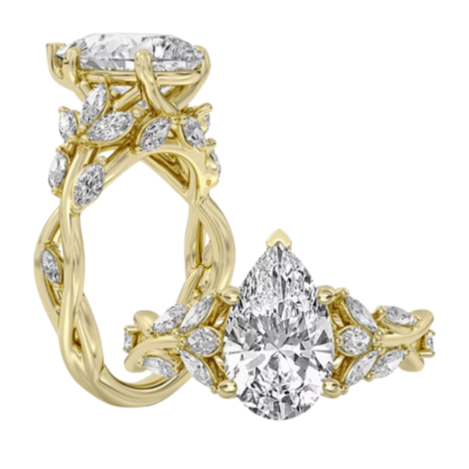 3CT Pear Shape Lab-Grown Diamond Vine-Style Engagement Ring - Propose Tonight! Harris Jeweler Troy, OH