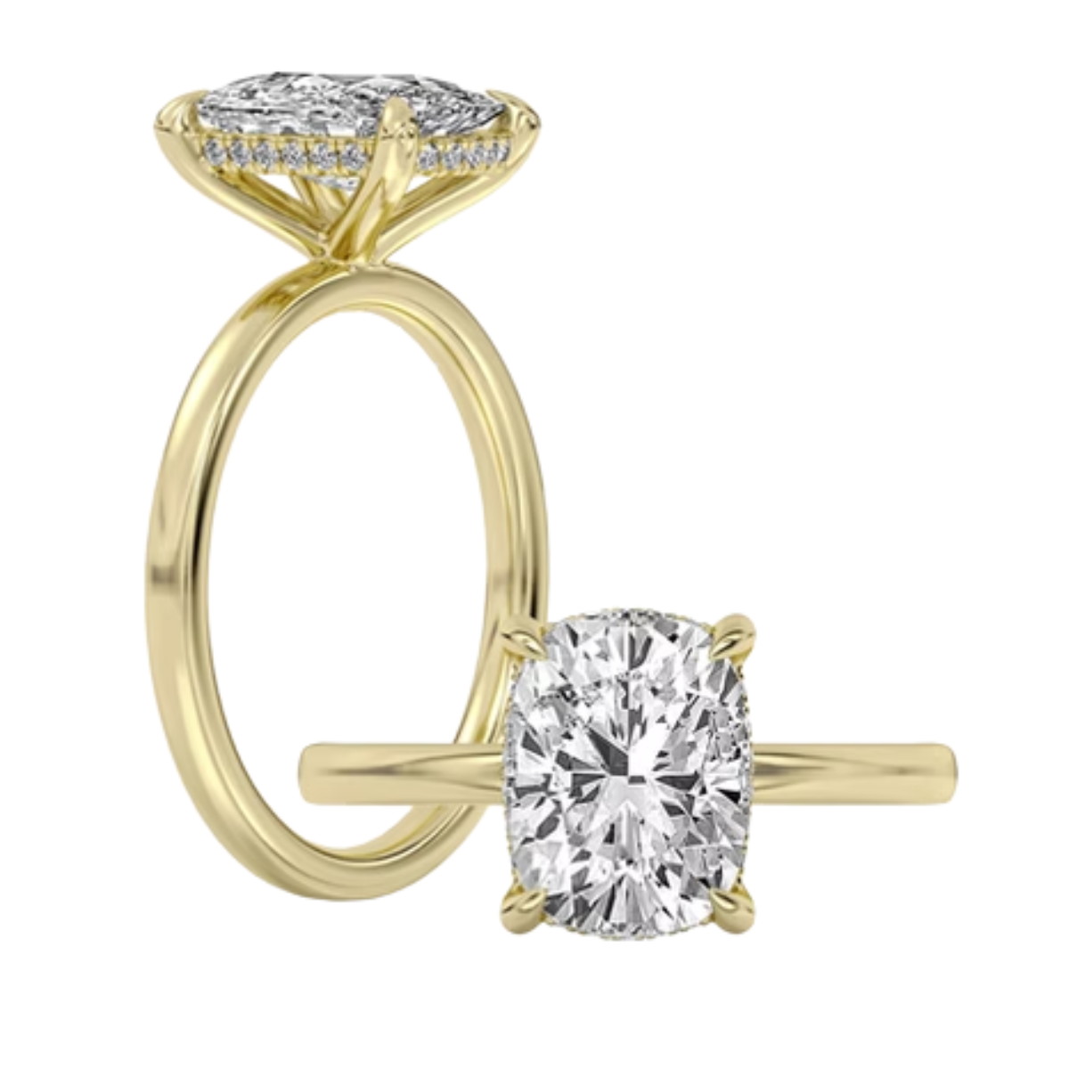 3CT Elongated Cushion Solitaire Diamond Lab-Grown Engagement Ring with Hidden Halo - Propose Tonight! Harris Jeweler Troy, OH