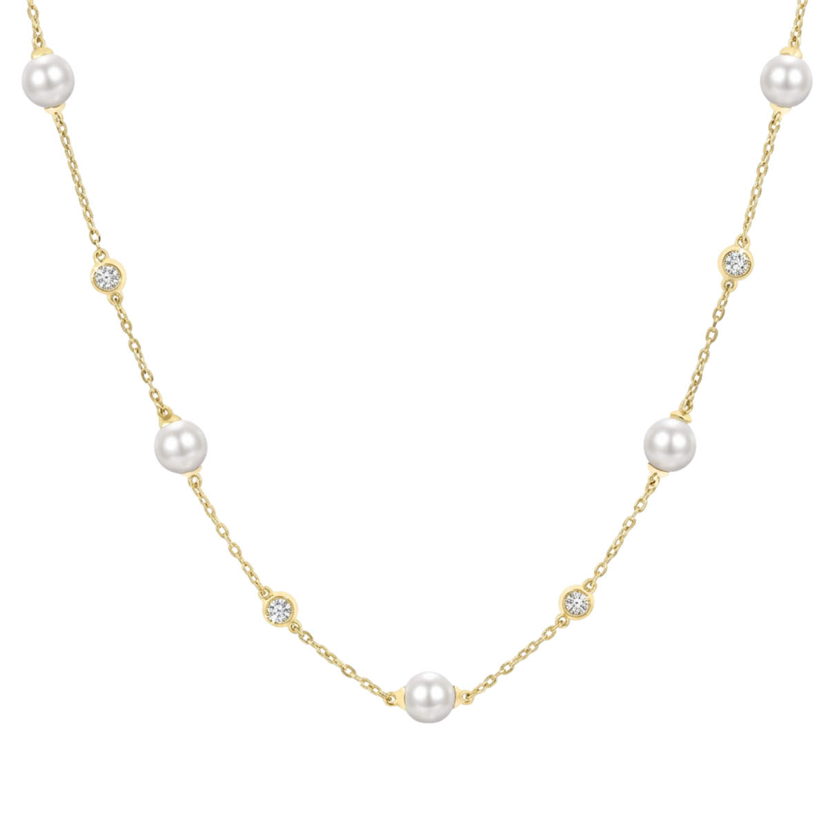 Pearl and Diamond Station Necklace Harris Jeweler Troy, OH