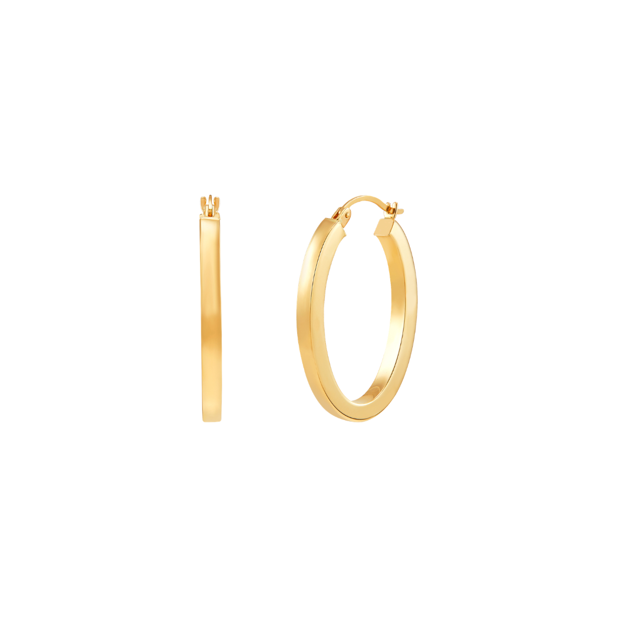 Gold Square Oval Hoop Earrings Harris Jeweler Troy, OH