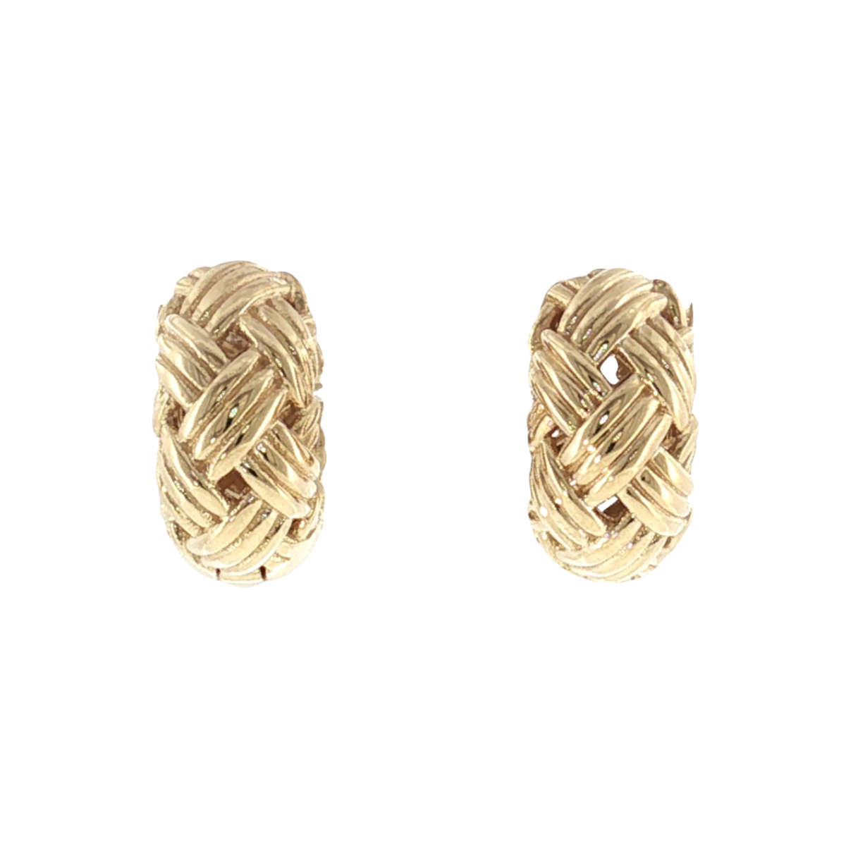 Gold Basketweave Heavy Huggie Hoop Earrings Harris Jeweler Troy, OH