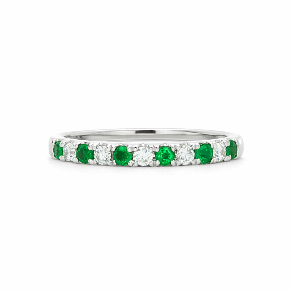 Emerald and Diamond Band-Style Ring Harris Jeweler Troy, OH